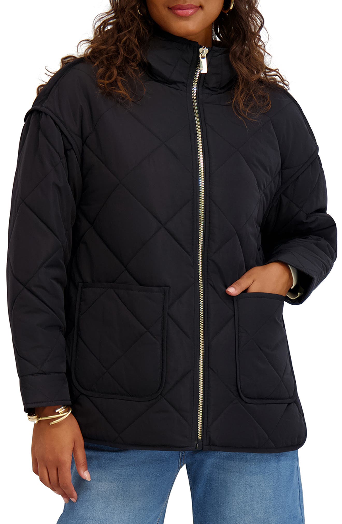 Kensie Water Repellent Diamond Quilted Jacket
