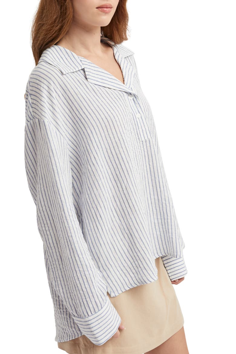 Striped Long Sleeve Shirt, Alternate, color, NAVY/ WHITE