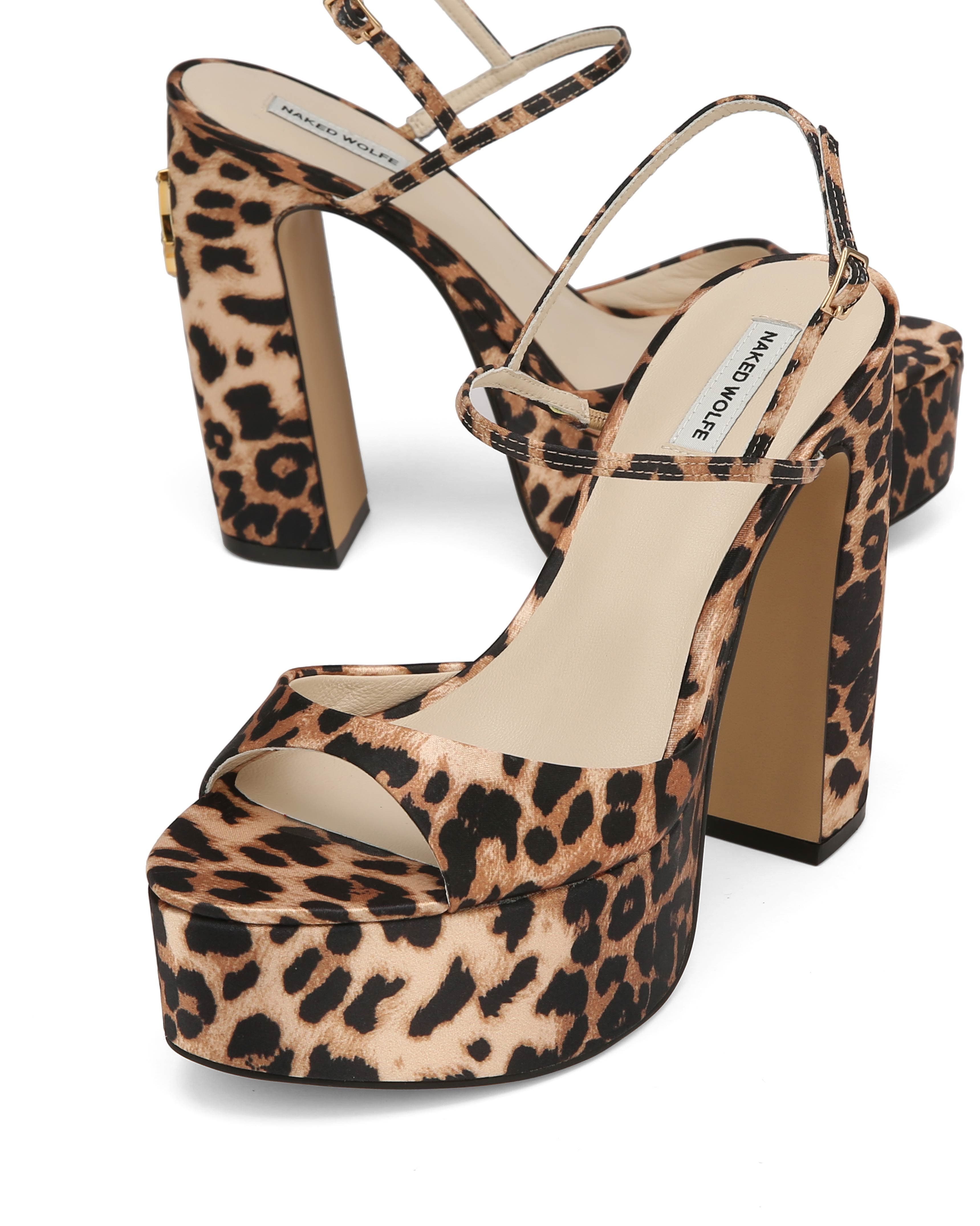 Naked Wolfe Fire Satin Heel, Alternate, color, Leopard