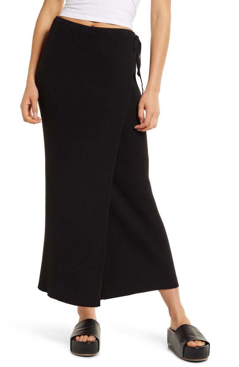 Free People Borderline Knit Wrap Midi Skirt, Main, color,