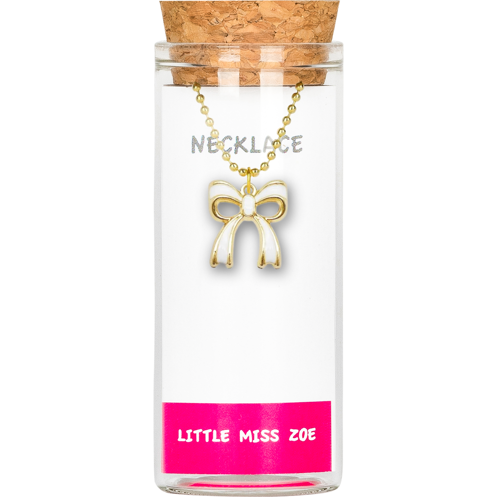 Little Miss Zoe Bow Charm Necklace In Gold