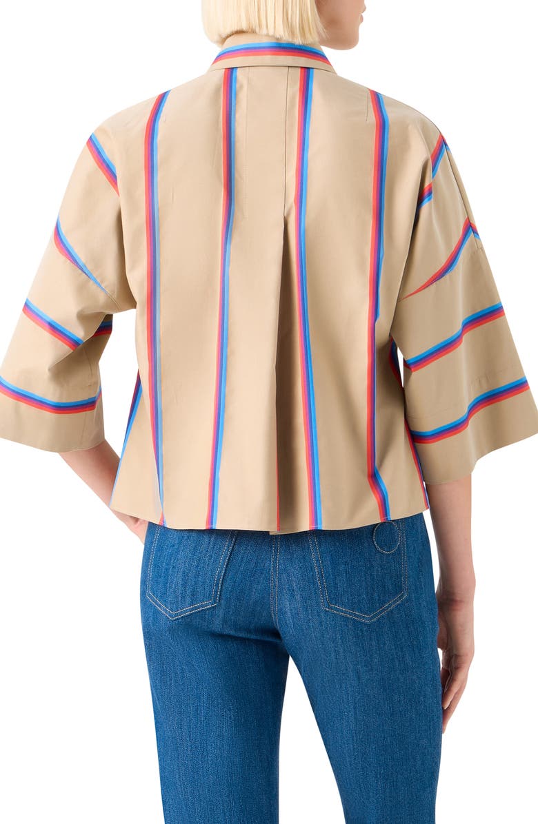 Akris punto Stripe Button-Up Shirt, Alternate, color, Beige - Multicolor