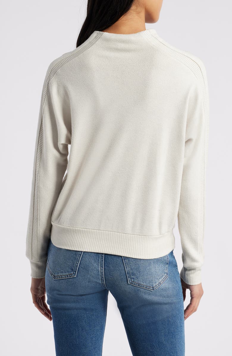 Wit & Wisdom Funnel Neck Knit Top, Alternate, color, Heather Ecru