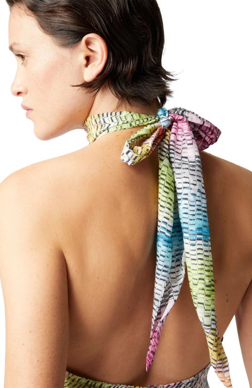 MISSONI MISSONI SLEEVELESS TURTLENECK TOP IN PRINTED COTTON AND SILK BLEND
