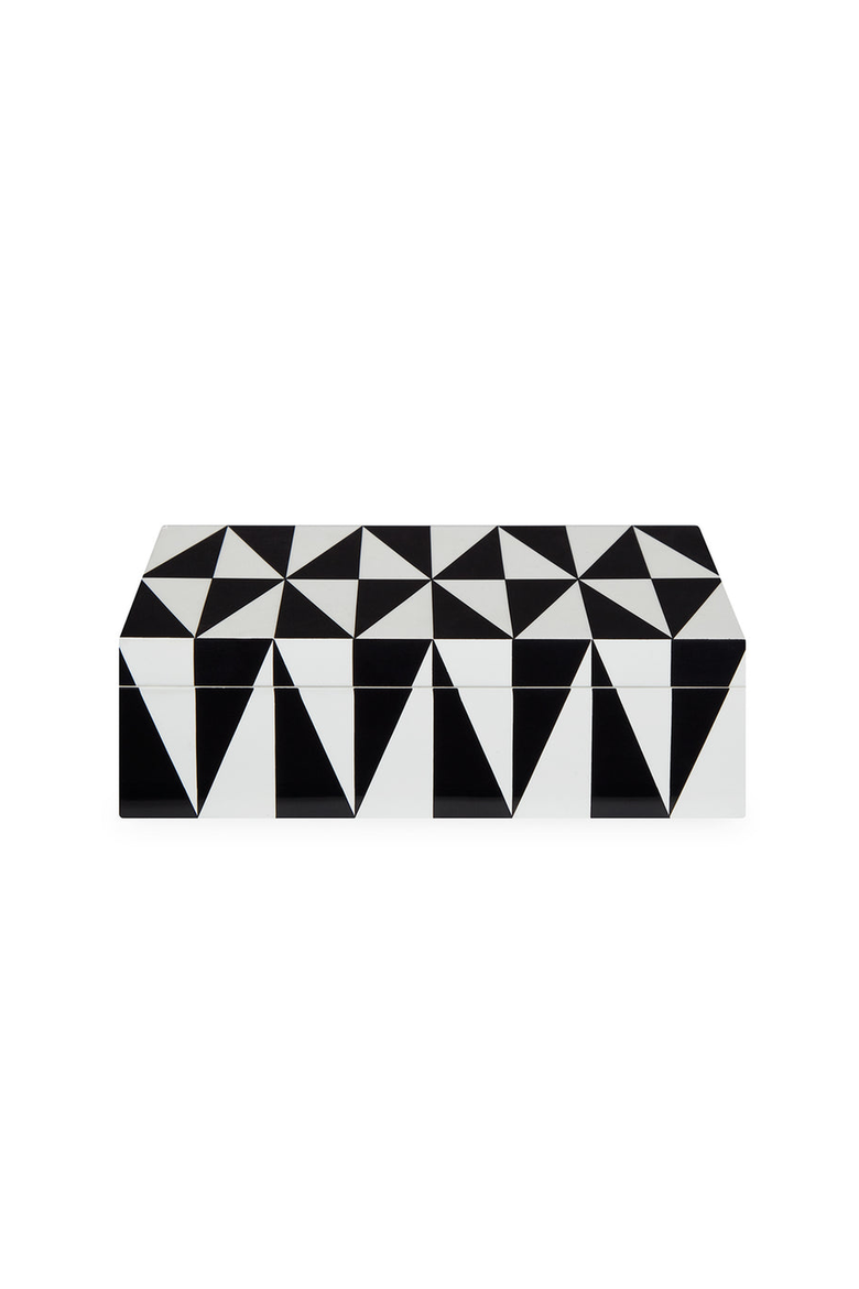 Op Art Lacquer Box, Main, color, Black / White Geometric