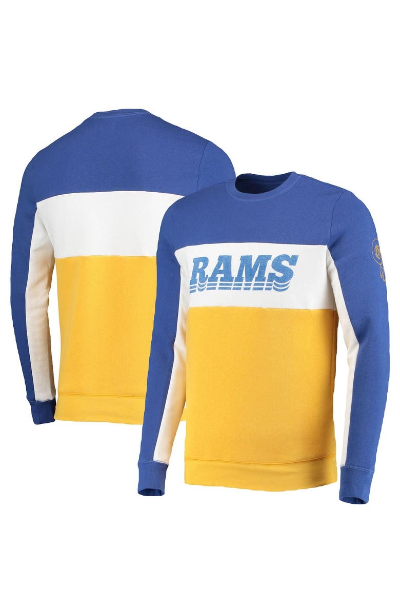 Junk Food Men's Junk Food Royal/Gold Los Angeles Rams Color Block Pullover Sweatshirt, Main, color,