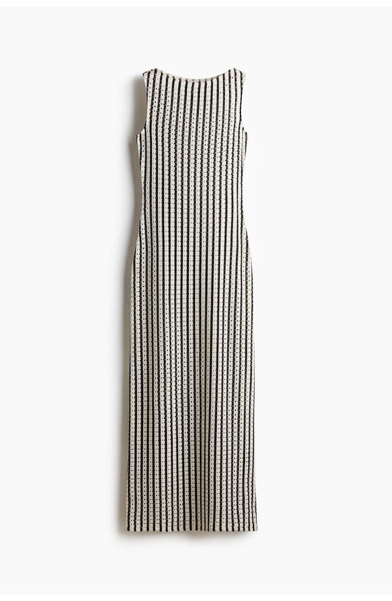 H&M Open-knit midi dress, Alternate, color, Black/Striped