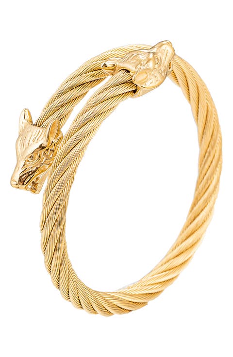 Men's Double Wolf Coil Bracelet