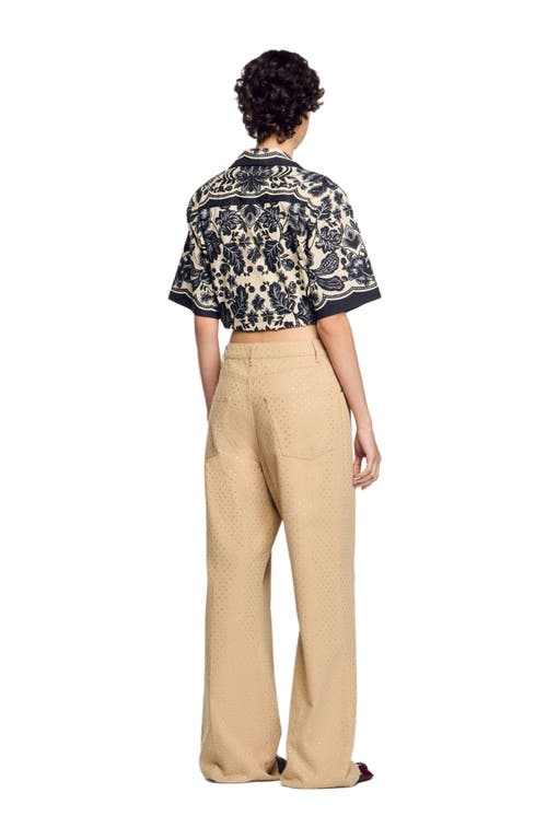 Sandro Rhinestone-embellished Jeans In Sand