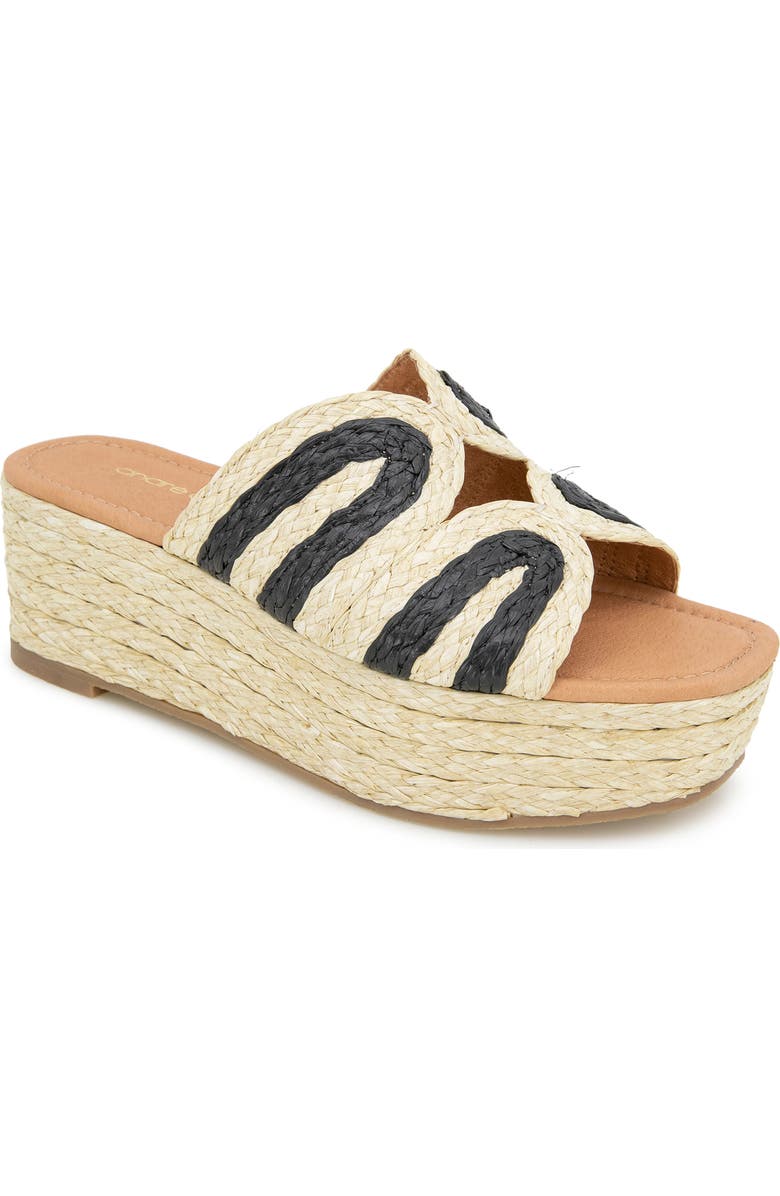 André Assous Serene Espadrille Platform Wedge Slide Sandal, Main, color, Natural/ Black