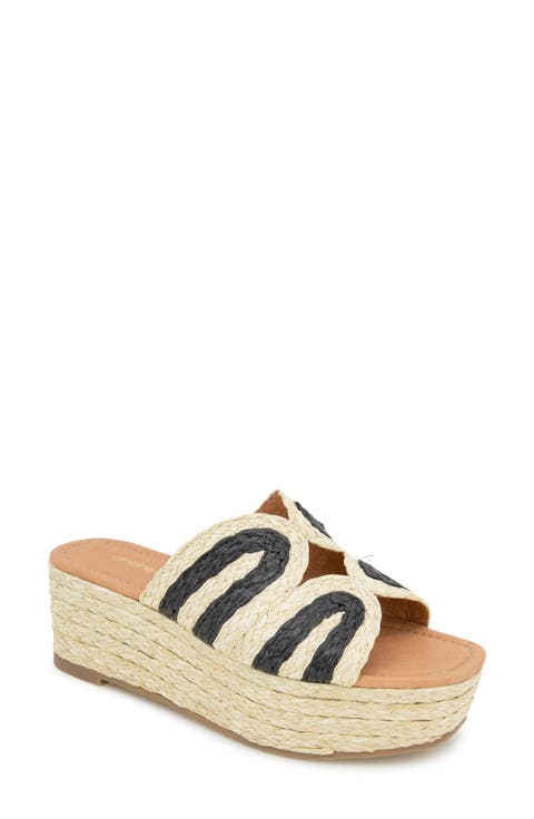 Serene Espadrille Platform Wedge Slide Sandal (Women)