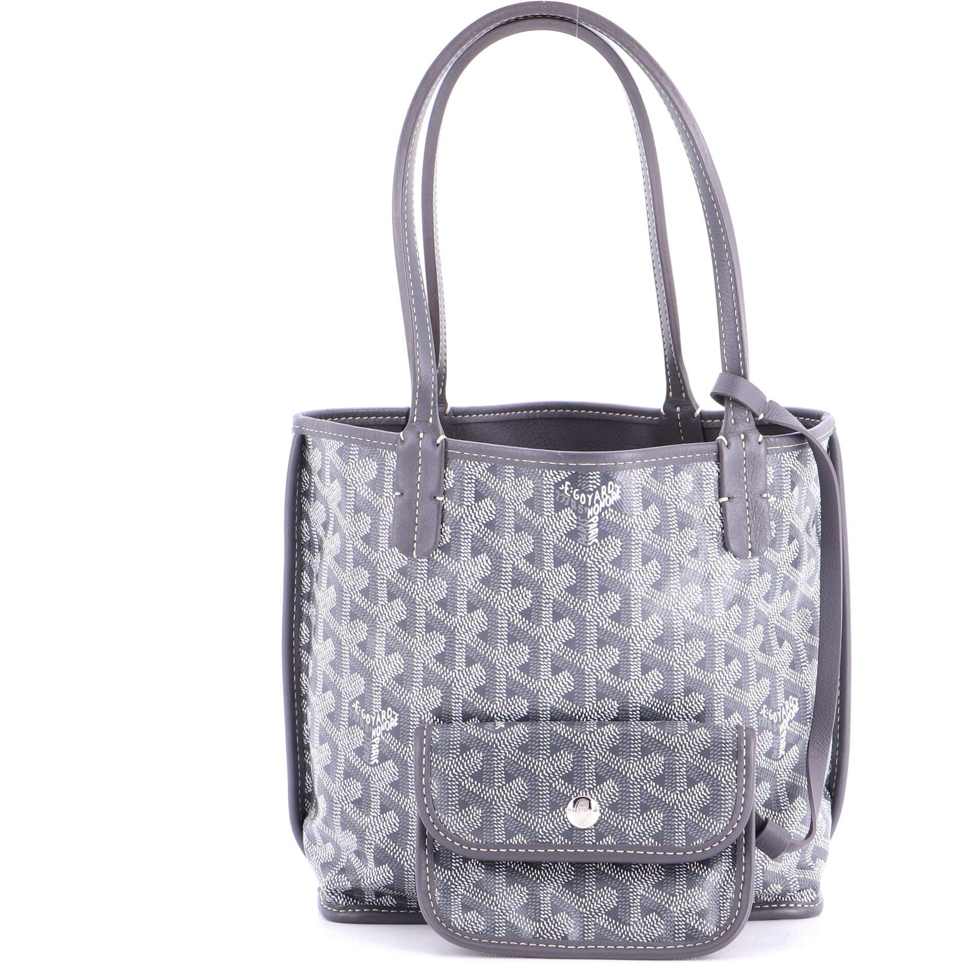 Pre-Owned Goyard Anjou Reversible Tote Coated Canvas Mini, Alternate, color, Gray