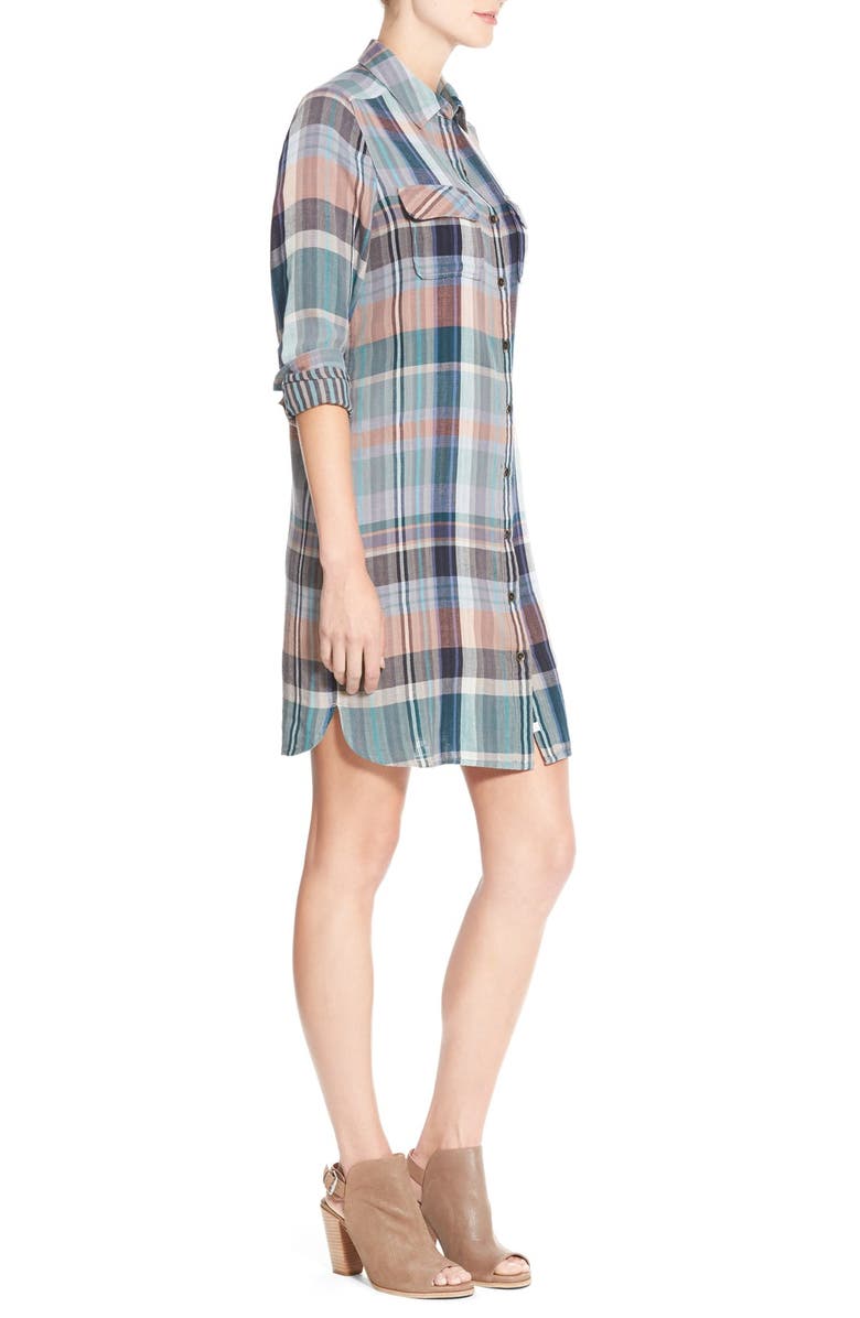Caslon<sup>®</sup> Plaid Cotton Two-Pocket Shirtdress, Alternate, color, 