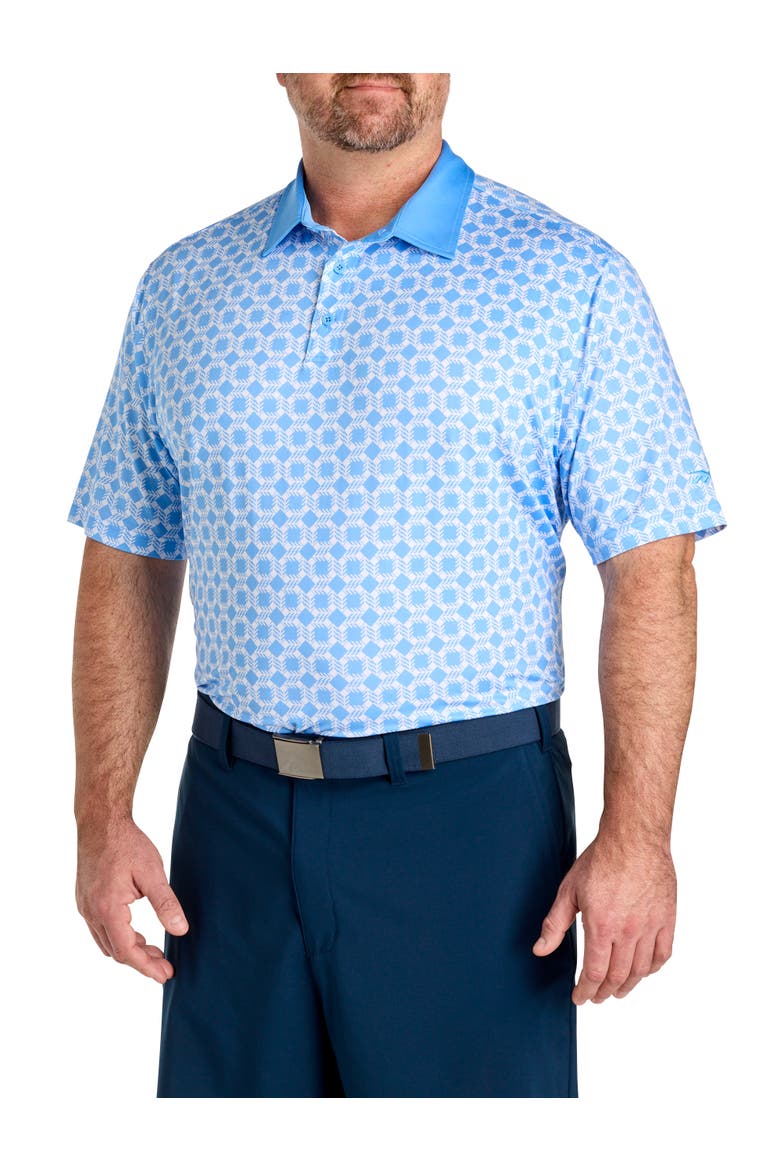 Big & Tall Mosaic Geometric Performance Polo Shirt, Main, color, PERI BLUE