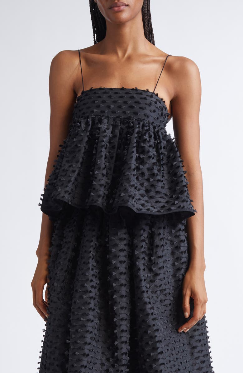 Cecilie Bahnsen Babette Fiamma Fil Coupé Peplum Top, Main, color, Black