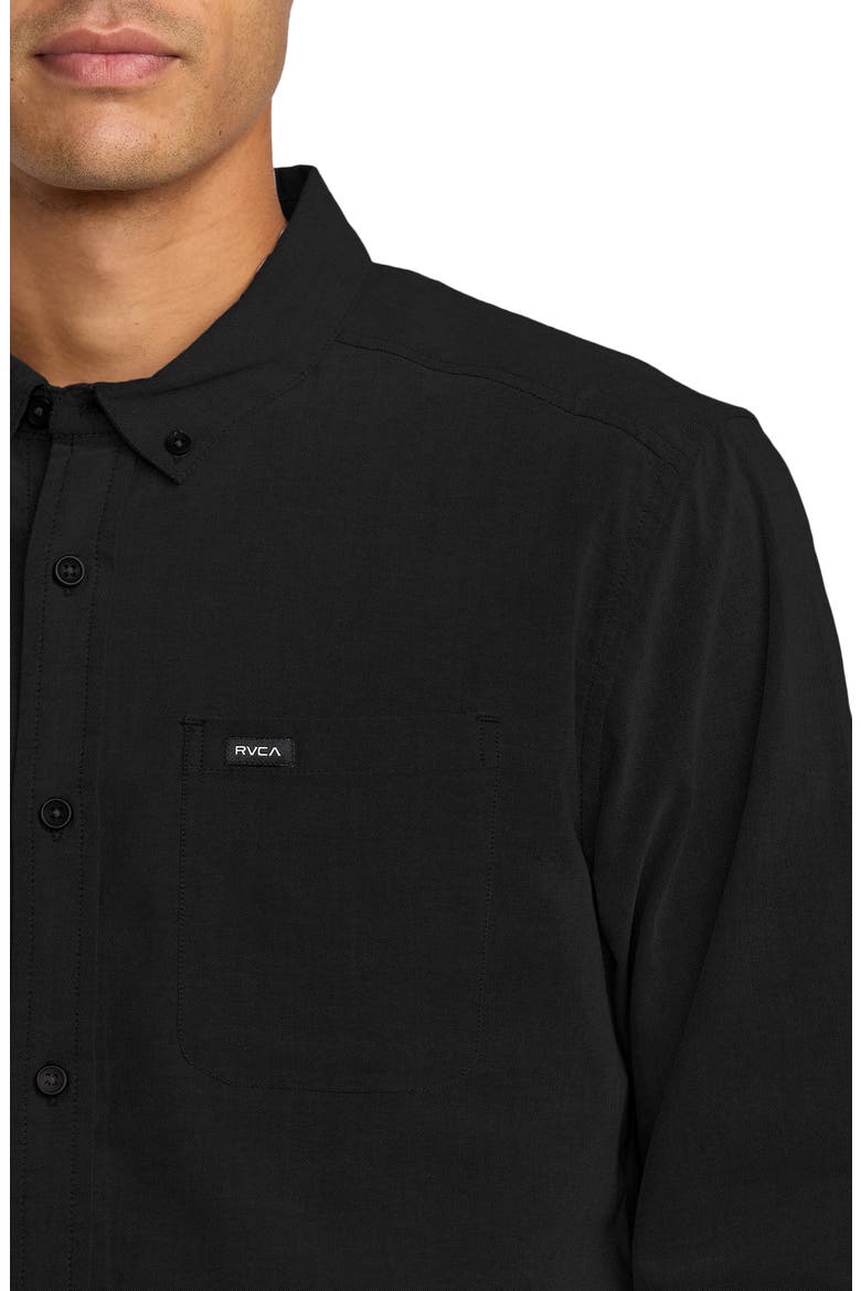 That'll Do Stretch Cotton Blend Button-Down Shirt, Alternate, color, BLACK NEW