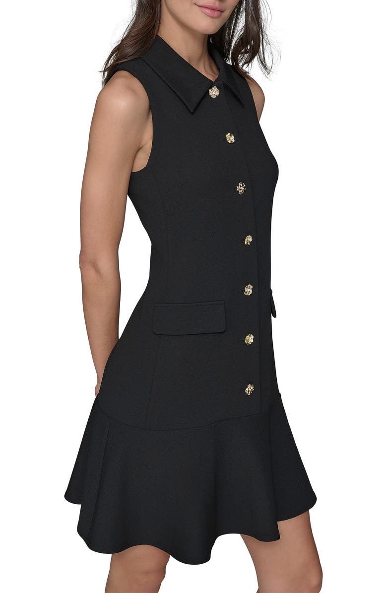 KARL LAGERFELD Floral Button Scuba Crepe Shirtdress, Alternate, color, Black