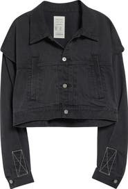 KURO Power Shoulder Denim Crop Jacket