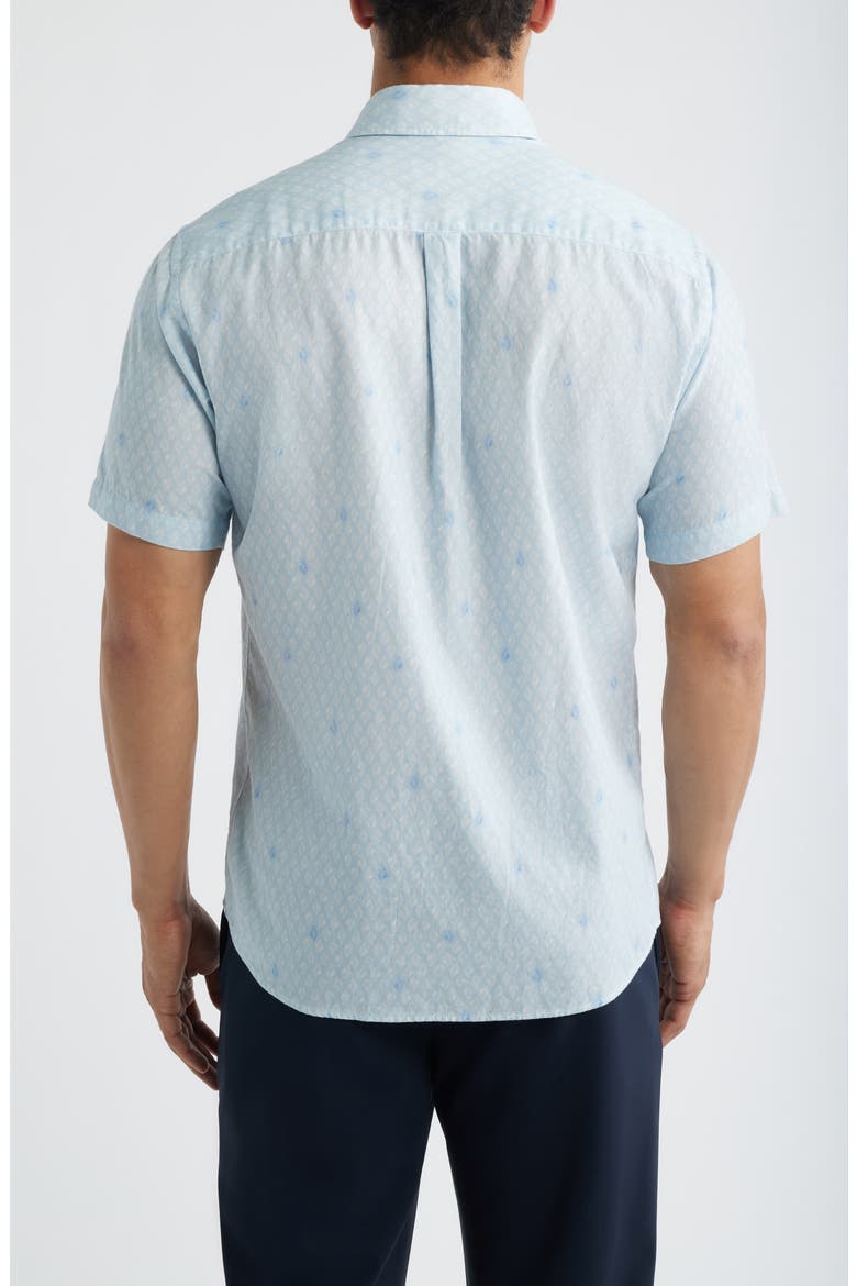 Whitehaven Abstract Print Short Sleeve Cotton & Lyocell Button-Up Shirt, Alternate, color, STREAM BLUE