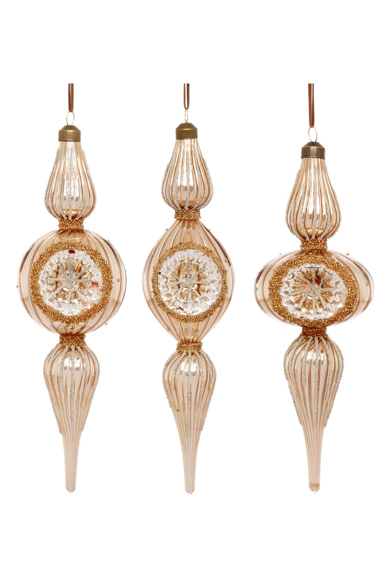Christmas Finial Ornament, Box of 6, Main, color, Champagne Gold