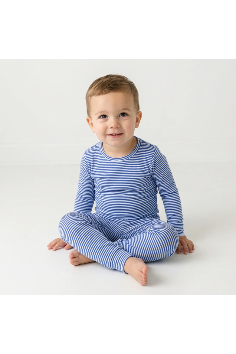 Long Sleeve and Pajama Set, Alternate, color, Cobalt Stripe
