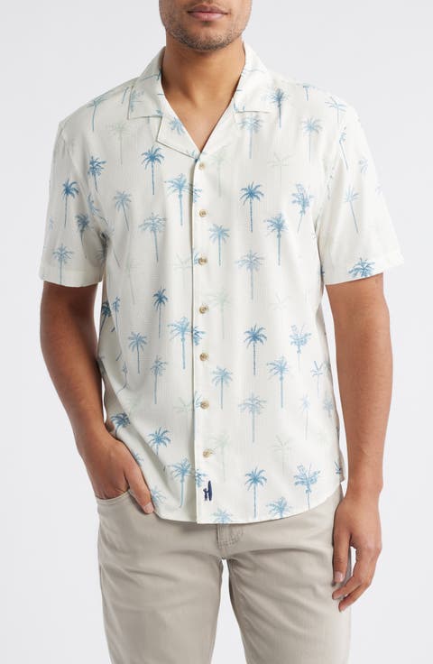 Willie Tropical Print Stretch Camp Shirt