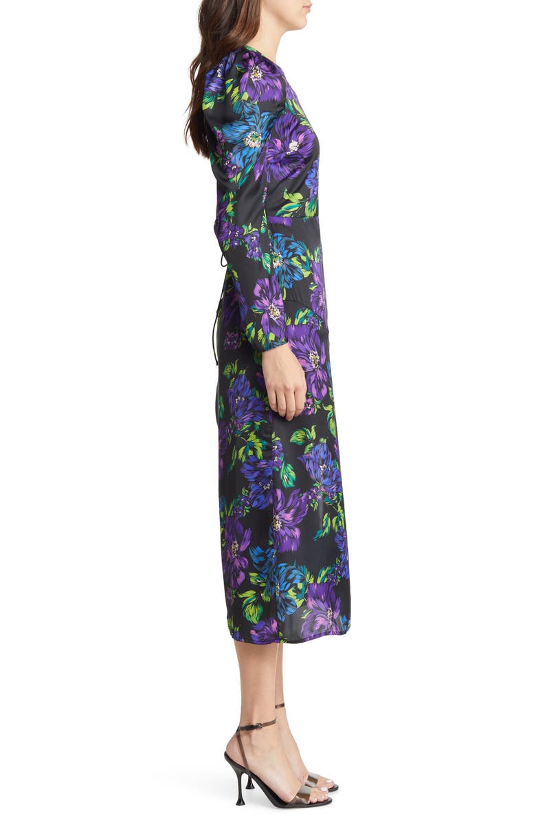 Adelyn Rae Erin Floral Print Lattice Back Long Sleeve Maxi Dress, Alternate, color, 