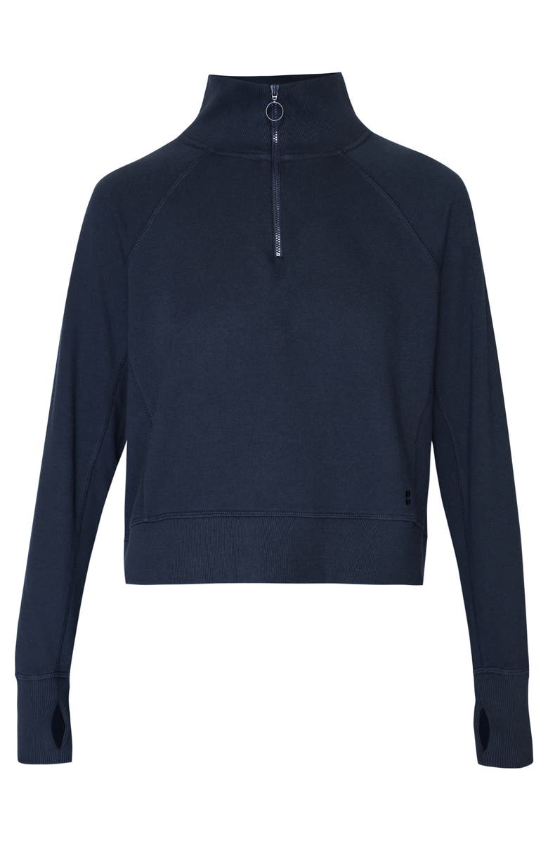 Sweaty Betty Revive Rib Trim Half-Zip Pullover, Alternate, color, Navy Blue