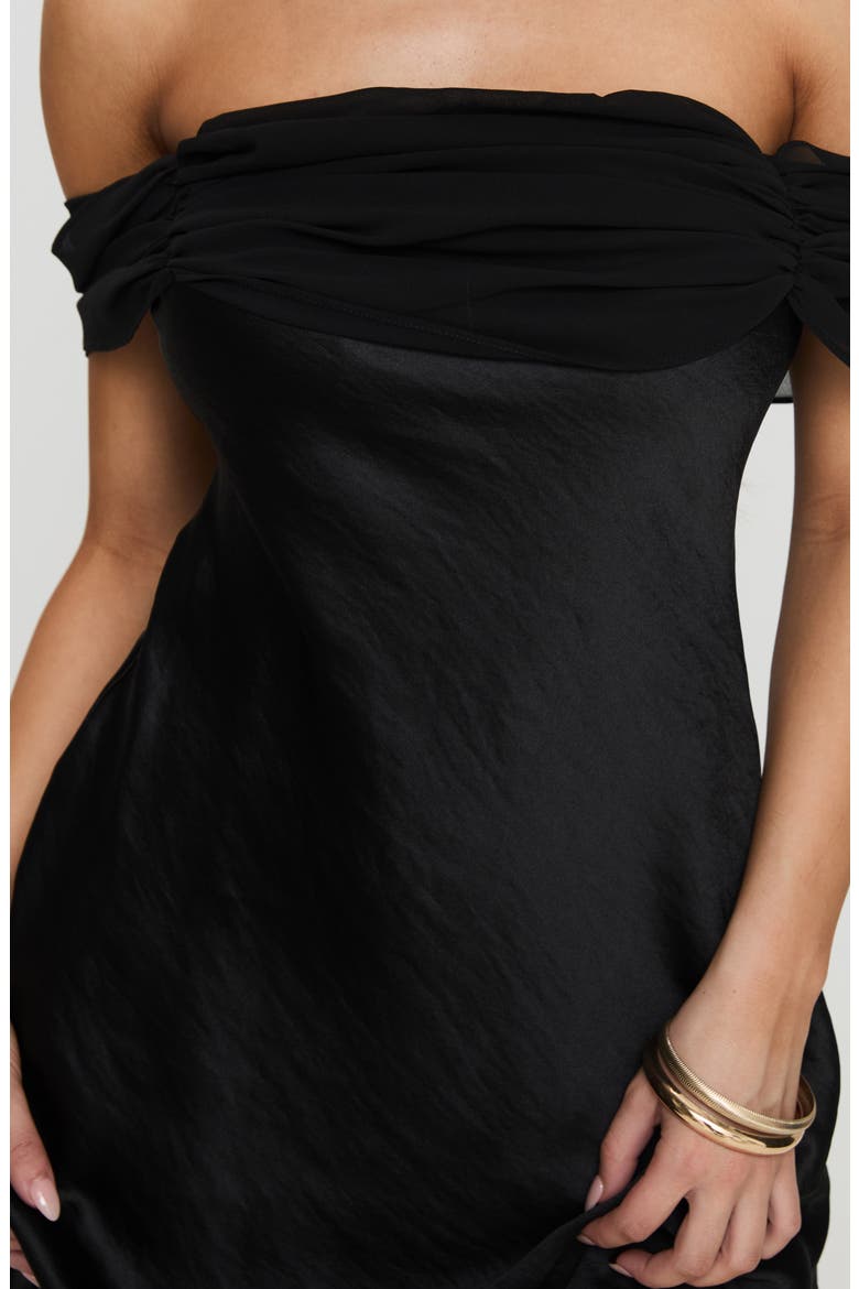 Adoration Off the Shoulder Minidress, Alternate, color, BLACK