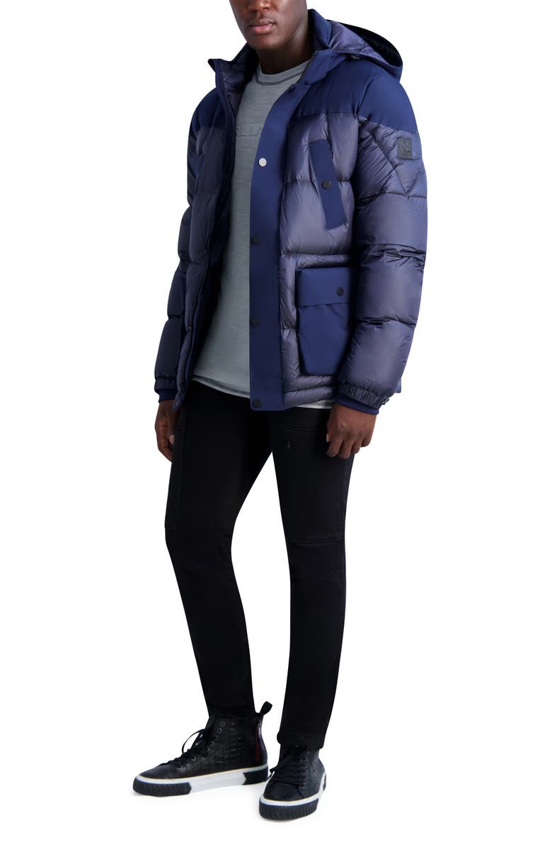 KARL LAGERFELD PARIS Quilted Coat, Alternate, color, Navy