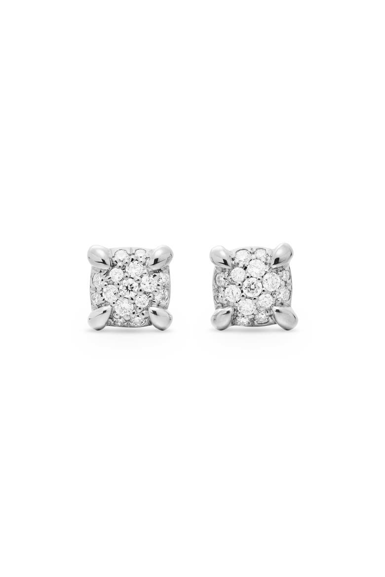 Châtelaine Stud Earrings with Diamonds, Main, color, WHITE GOLD/ DIAMOND