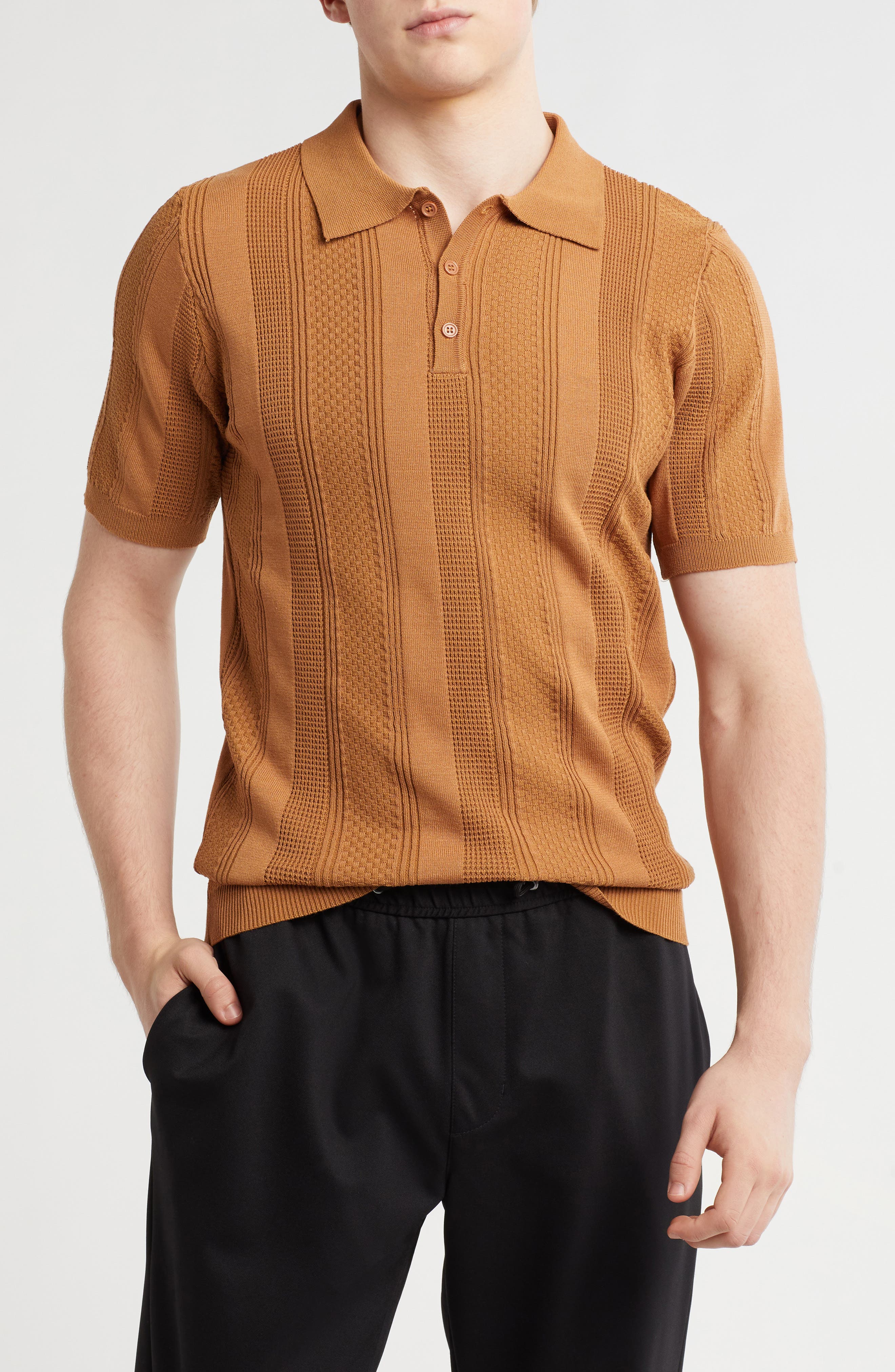 Textured Sweater Knit Polo - image 3