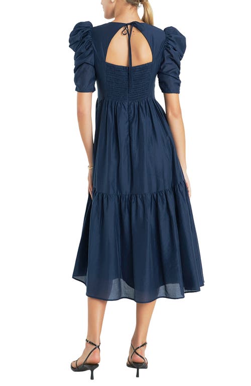 ENGLISH FACTORY ENGLISH FACTORY PUFF SLEEVE MIDI DRESS