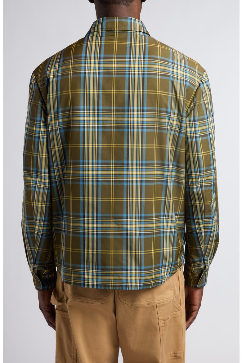 Plaid Nylon Snap-Up Shirt, Alternate, color, GREEN