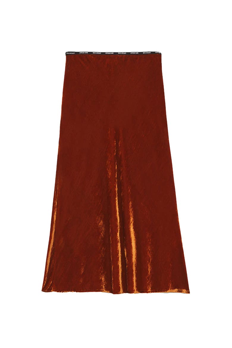 Soft Velvet Midi Skirt, Alternate, color, Brown