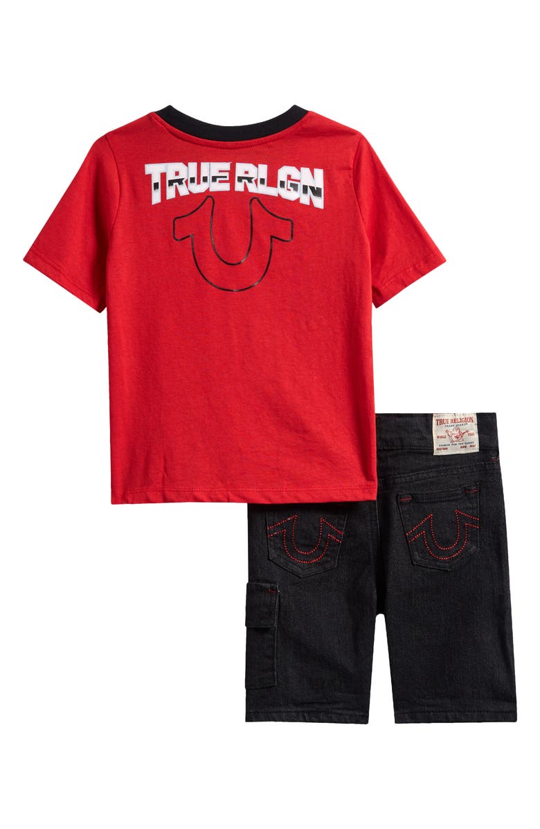 True Religion Kids' Horseshoe T-Shirt & Cargo Shorts Set, Alternate, color, 