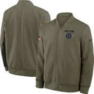 Nike Men's Nike Olive Dallas Cowboys 2025 Salute to Service Sideline Full-Zip Bomber Jacket