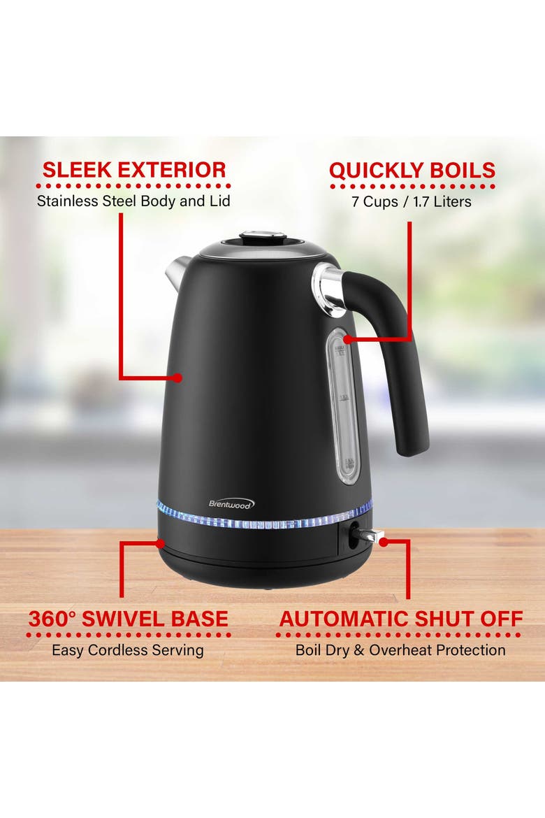 1.7L 1500W Cordless Electric Stainless Steel Kettle, Alternate, color, Silver