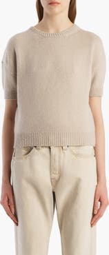 Khaite Golden Short Sleeve Cashmere Sweater