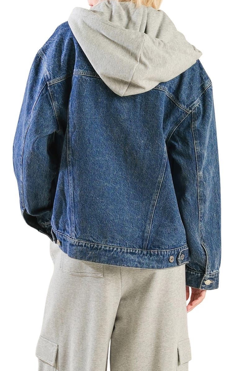 FREEMARKET Hooded Washed Denim Jacket, Alternate, color, Denim/Heather Grey
