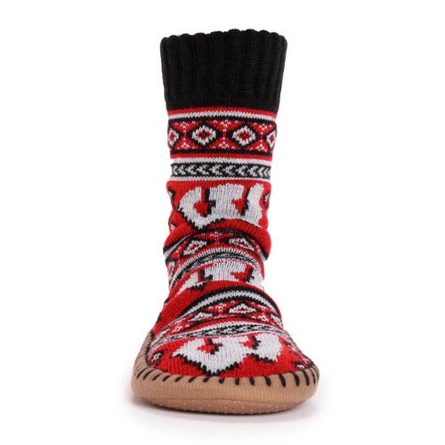 Muk Luks Gameday Slipper Socks In Red