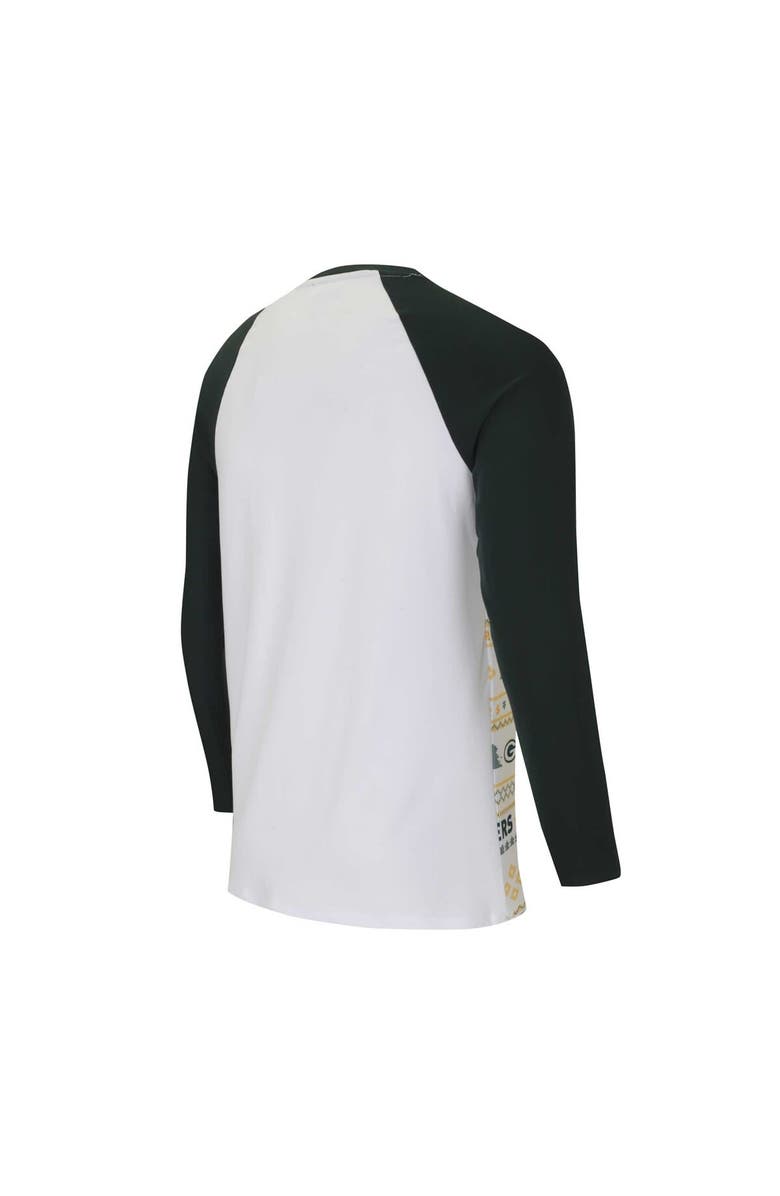 CONCEPTS SPORT Men's Concepts Sport White/Green Green Bay Packers Tinsel Raglan Long Sleeve T-Shirt & Pants Sleep Set, Alternate, color, White