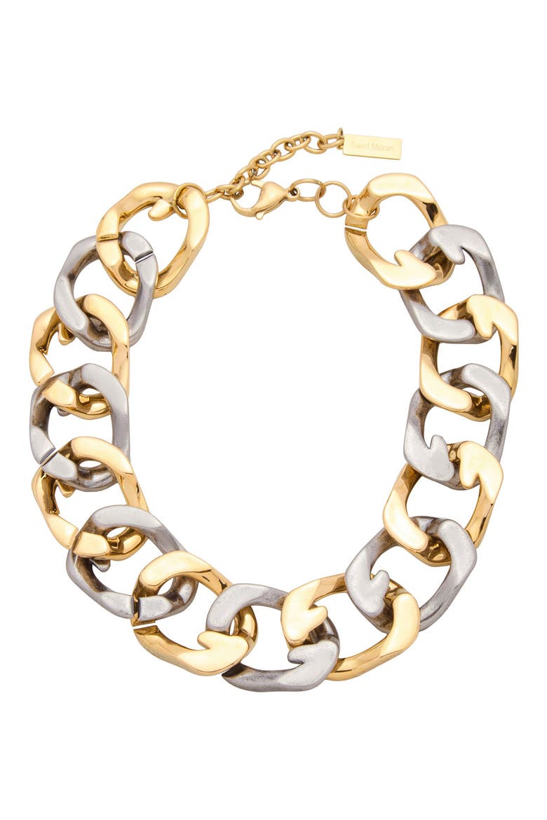 Mixed Metal Oversize Chain Link Necklace, Main, color, GOLD