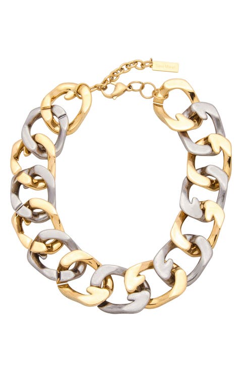 Mixed Metal Oversize Chain Link Necklace