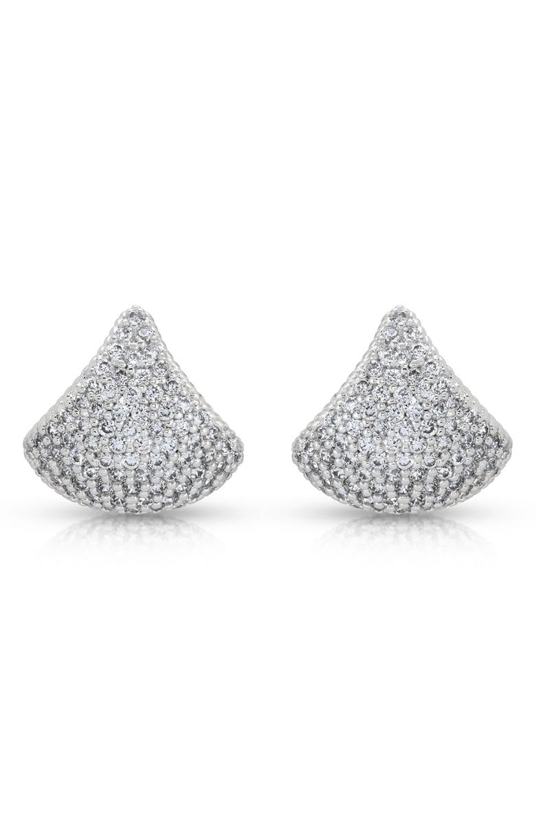 Ettika Pavé Fan Huggie Hoop Earrings, Alternate, color, Silver