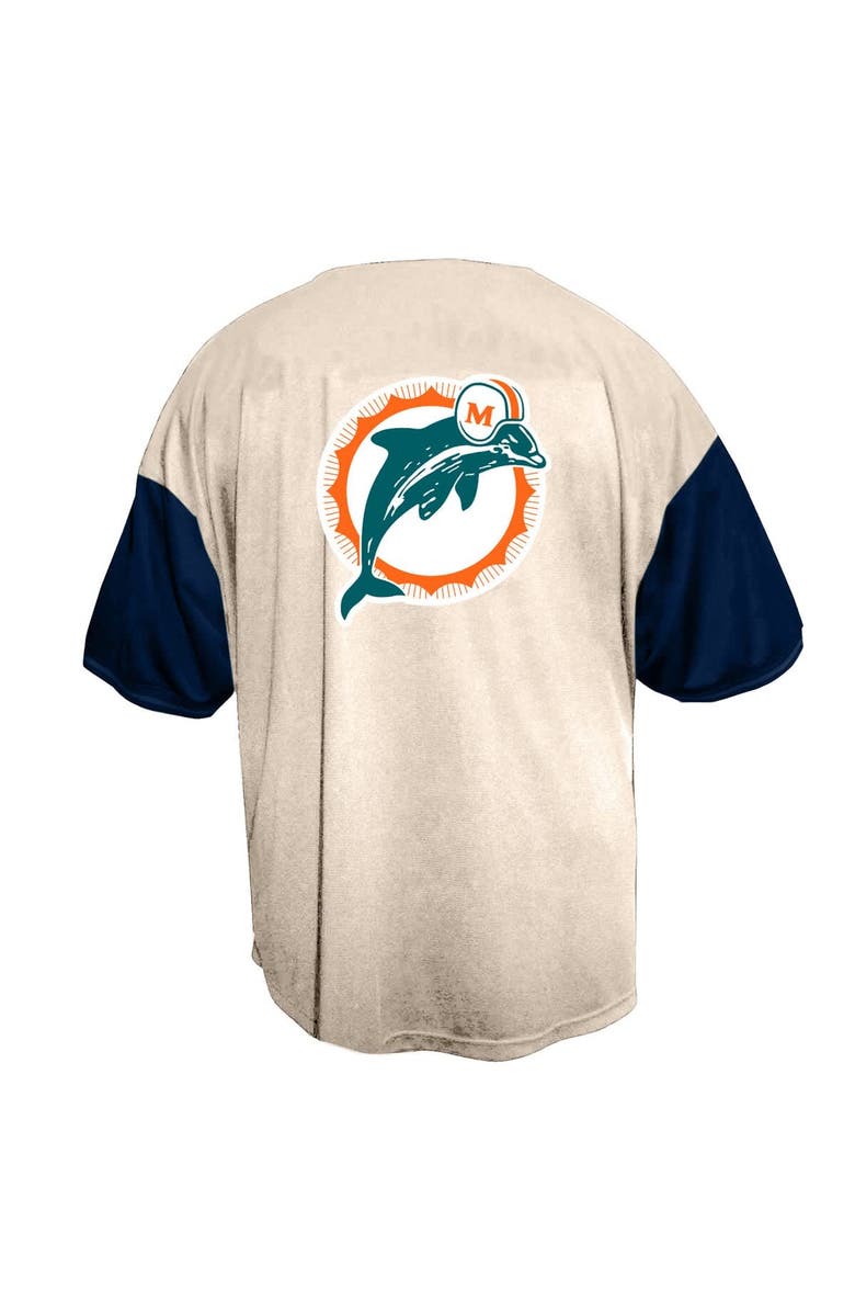 FANATICS Men's Fanatics  Cream Miami Dolphins Vintage Full-Button Short Sleeve Top, Alternate, color, Cream
