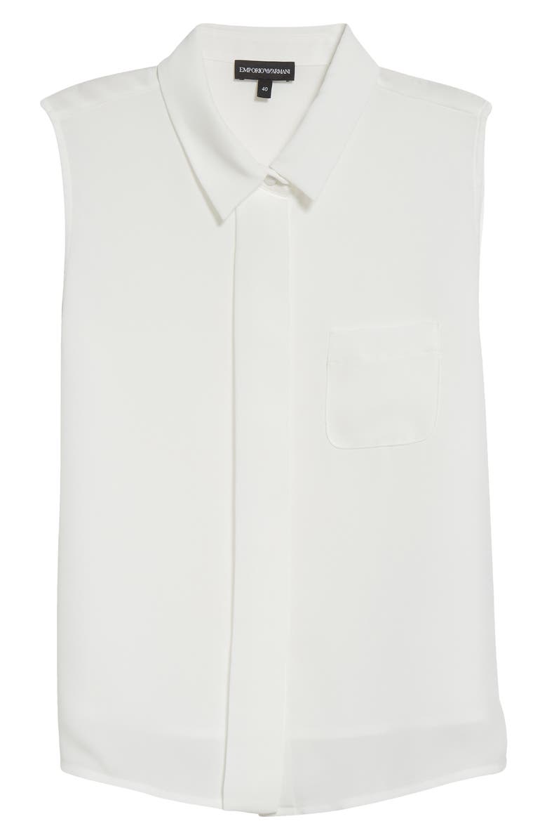 Emporio Armani Sleeveless Button-Up Shirt, Alternate, color, Warm White