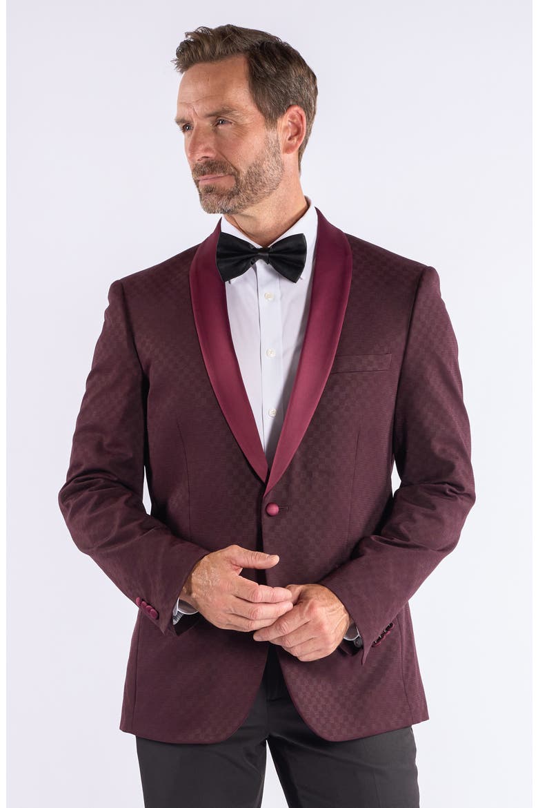Jacquard Evening Jacket, Alternate, color, BURGUNDY