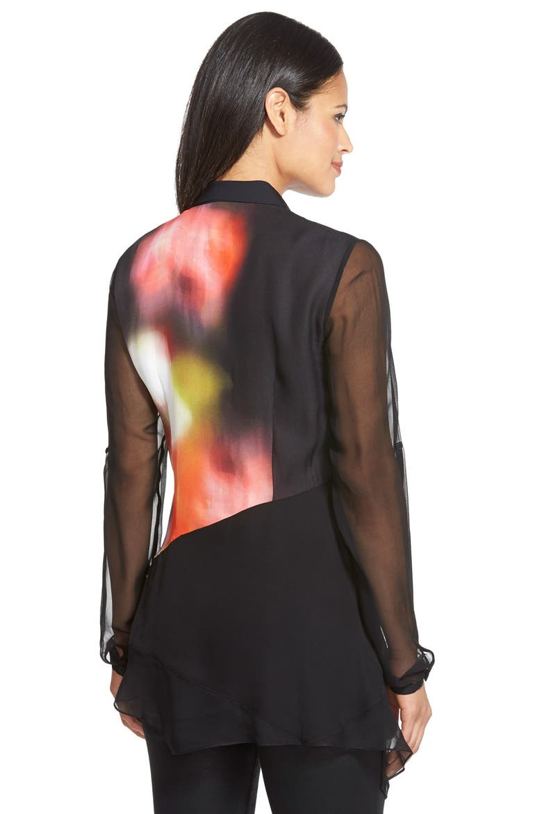 'Gracelynn' Print Silk Roll Sleeve Blouse, Alternate, color, POPPY MULTI