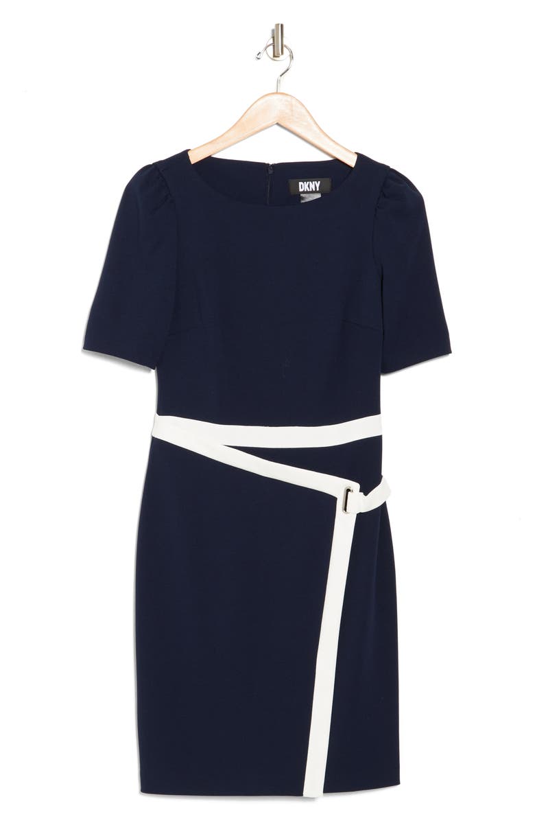 DKNY Colorblock Puff Sleeve Dress, Alternate, color, 